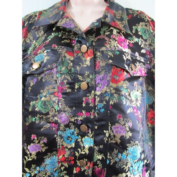 Asian Inspired Jewel Tone Brocade Trucker Style Jacket Spenser Jeremy Lg EUC - Picture 9 of 14